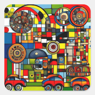 Fahrzeuge auf Rädern 1 Quadratischer Aufkleber