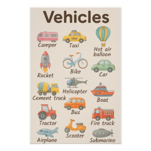 Fahrzeuge für Kinder - Spaß und Bildung im Verkehr Poster