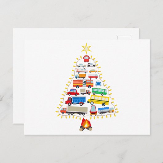 Fahrzeuge Weihnachtsbaumgeschenk, Fahrzeugkostüme Postkarte (Vorne/Hinten)