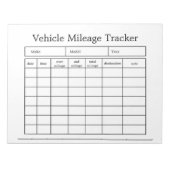 Fahrzeugkilometer-Tracker-Notizblock Notizblock (Vorderseite)