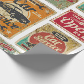 Fahrzeugservice und Tankstelle Vintages Metall  Geschenkpapier (Ecke)