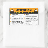 Fahrzeugvorschriften - Original Rechteckiger Aufkleber (Tasche)