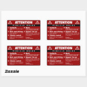 Fahrzeugvorschriften - Rot Rechteckiger Aufkleber (Blatt)