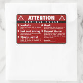 Fahrzeugvorschriften - Rot Rechteckiger Aufkleber (Tasche)