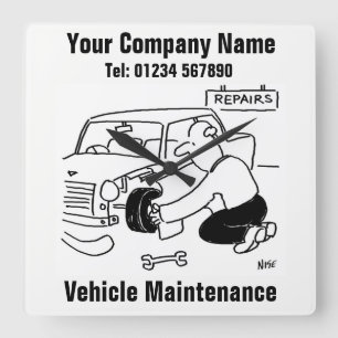 Fahrzeugwartung Quadratische Wanduhr