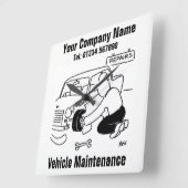 Fahrzeugwartung Quadratische Wanduhr (Winkel)