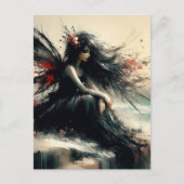 Faia auf einer Seeklippe in schwarzem Kleid Postkarte (Vorderseite)