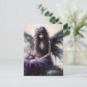 Faia in einem lila Kleid, das auf einer Felswand a Postkarte (Stehend Vorderseite)