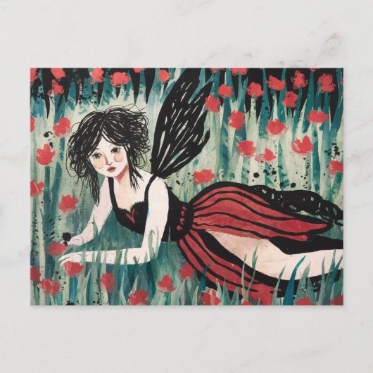 Faia in einer Blume Wiese Aquarell Postkarte (Vorderseite)