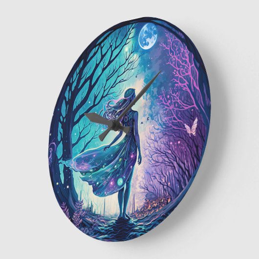 Faia in einer magischen Waldschlange Große Wanduhr (Winkel)