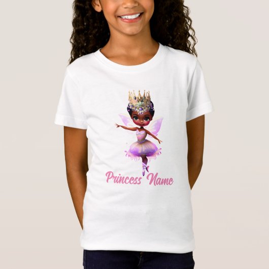 Faiballerina Prinzessin Rosa Flutterflügel Tiara T-Shirt (Vorderseite)