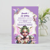 Faible Fantasy whimsical pixie Prinzessin lila Gir Einladung (Stehend Vorderseite)
