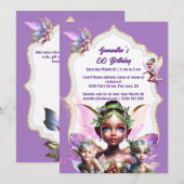 Faible Fantasy whimsical pixie Prinzessin lila Gir Einladung (Vorne/Hinten)
