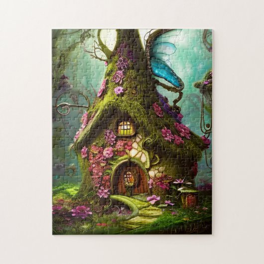 Faienhaus im Fantasy-Wald Puzzle (Vertikal)