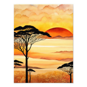 Faiery African Sunset Landscape Fotodruck