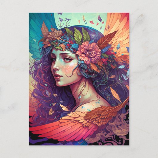 Faiful Fairy Angel Wings Fantasy Art Postkarte (Vorderseite)