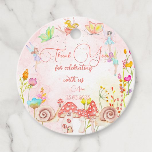 Faigarden Aquarell Kindergeburtstag Vielen Dank Geschenkanhänger (Vorderseite)