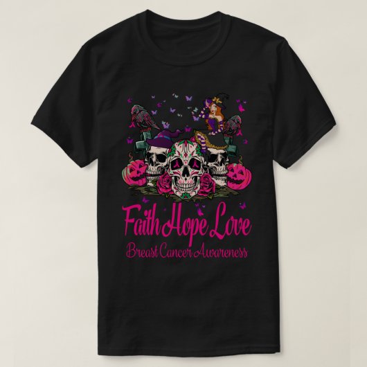Faight Hope Liebe Pumpkin Brustkrebs, Sugar Skul T-Shirt (Design vorne)