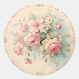 Faint Ephemera, rosa Shabby Chic Runder Aufkleber