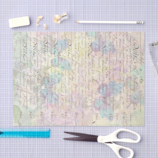 Faint Script mit Butterflys Decoupage Seidenpapier (Handwerk)