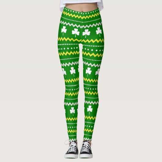 Fair Isle Clover St. Patrick's Day Leggings (Vorderseite)