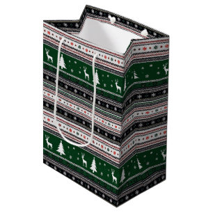 Fair Isle Feiertagsstrickmuster Mittlere Geschenktüte