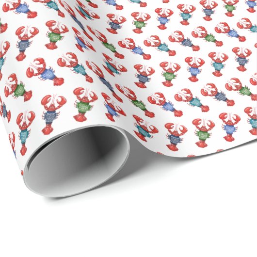 Fair Isle Hummer Geschenkpapier (Rolleneckpunkt)