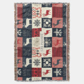 Fair Isle Knitted Patchwork | Holiday Reindeer Decke (Vorderseite Vertikal)