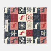 Fair Isle Knitted Patchwork | Holiday Reindeer Fleecedecke (Vorderseite (Horizontal))