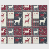 Fair Isle Knitted Patchwork | Rustikaler Rentier ( Geschenkpapier (Flach)