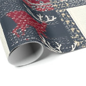 Fair Isle Knitted Patchwork | Rustikaler Rentier ( Geschenkpapier (Rolleneckpunkt)