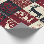 Fair Isle Knitted Patchwork | Rustikaler Rentier Geschenkpapier (Ecke)