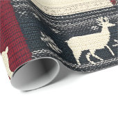 Fair Isle Knitted Patchwork | Rustikaler Rentier Geschenkpapier (Rolleneckpunkt)