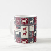 Fair Isle Knitted Patchwork | Rustikaler Rentier ( Kaffeetasse (Vorderseite Links)