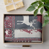 Fair Isle Knitted Patchwork | Rustikaler Rentier ( Seidenpapier (Geschenk)