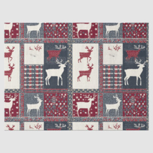Fair Isle Knitted Patchwork   Rustikaler Rentier ( Seidenpapier