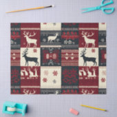 Fair Isle Knitted Patchwork | Rustikaler Rentier Seidenpapier (Basteln)