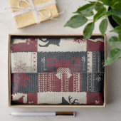 Fair Isle Knitted Patchwork | Rustikaler Rentier Seidenpapier (Geschenk)