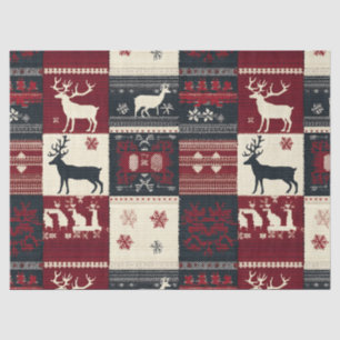 Fair Isle Knitted Patchwork   Rustikaler Rentier Seidenpapier