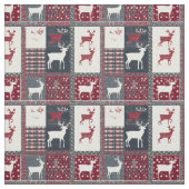 Fair Isle Knitted Patchwork | Rustikaler Rentier ( Stoff (Muster)