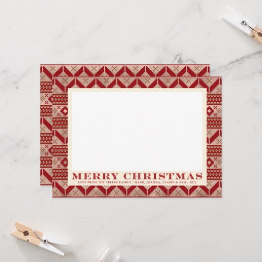 Fair Isle Knitted Sweater Muster Weihnachten Karte (Vorderseite/Rückseite Beispiel)