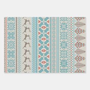 Fair Isle Strick Sweater Geschenkpapier Set