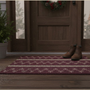 Fair Isle Strickmuster Burgund Fußmatte