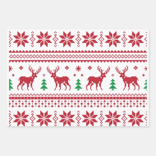 Fair Isle Weihnachtsdesign Wrapping Paper Sets Geschenkpapier Set (Vorderseite)