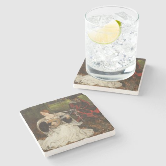 Fair ist meine Liebe (von Edwin Austin Abbey) Steinuntersetzer (Seitenansicht)