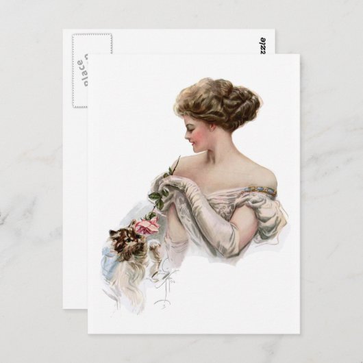 Fair Maiden Teases a Kitten Postkarte (Vorne/Hinten)