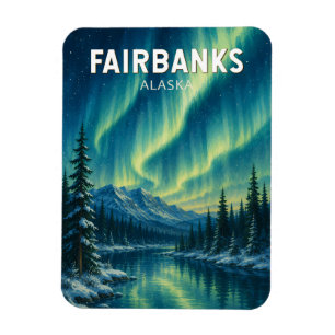 Fairbanks Alaska Illustration Reise Kunst Vintage Magnet