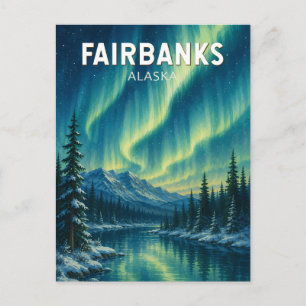 Fairbanks Alaska Illustration Reise Kunst Vintage Postkarte