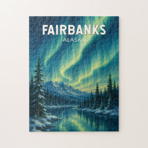 Fairbanks Alaska Illustration Reise Kunst Vintage Puzzle
