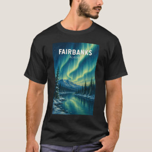 Fairbanks Alaska Illustration Reise Kunst Vintage T-Shirt